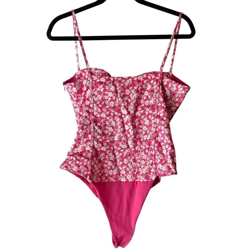 Zara Corset Bodysuit Ditsy Floral Print Sz M Cottagecore Festival Romantic